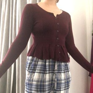 Maroon cropped peplum sweater